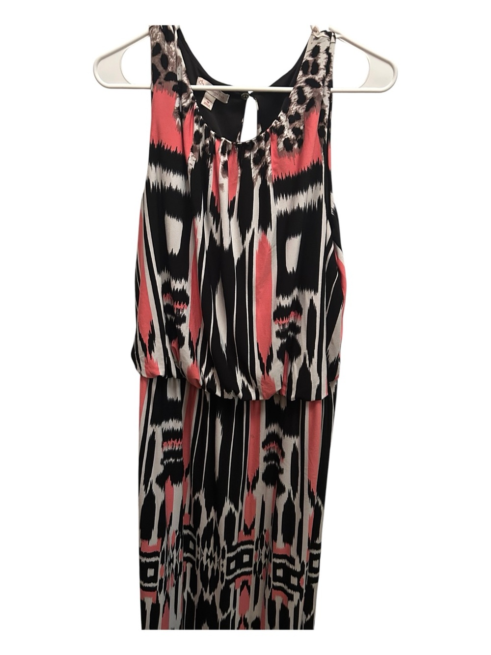 Coral, Black & White Printed Sleeveless Maxi Dress
